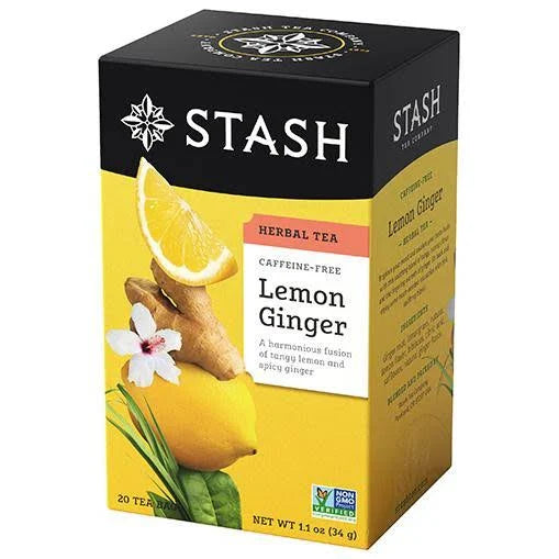 Stash Tea, Lemon Ginger Herbal Tea, 20 Ct